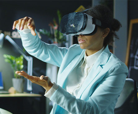 Woman Using VR To Work